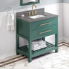 36" Forest Green Wavecrest Vanity, Boulder Cultured Marble Vanity Top, Undermount Rectangle Bowl