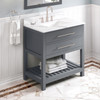 36" Grey Wavecrest Vanity, Calacatta Vienna Quartz Vanity Top, Undermount Rectangle Bowl