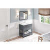 36" Grey Wavecrest Vanity, Calacatta Vienna Quartz Vanity Top, Undermount Rectangle Bowl