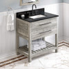 36" Weathered Grey Wavecrest Vanity, Black Granite Vanity Top, Undermount Rectangle Bowl