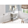 36" Weathered Grey Wavecrest Vanity, Calacatta Vienna Quartz Vanity Top, Undermount Rectangle Bowl