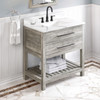 36" Weathered Grey Wavecrest Vanity, Calacatta Vienna Quartz Vanity Top, Undermount Rectangle Bowl