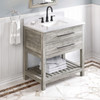 36" Weathered Grey Wavecrest Vanity, White Carrara Marble Vanity Top, Undermount Rectangle Bowl