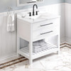 36" White Wavecrest Vanity, Calacatta Vienna Quartz Vanity Top, Undermount Rectangle Bowl