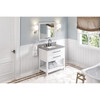 36" White Wavecrest Vanity, Steel Grey Cultured Marble Vanity Top, Undermount Rectangle Bowl