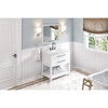 36" White Wavecrest Vanity, White Carrara Marble Vanity Top, Undermount Rectangle Bowl