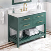 48" Forest Green Wavecrest Vanity, Calacatta Vienna Quartz Vanity Top, Undermount Rectangle Bowl