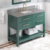 48" Forest Green Wavecrest Vanity, Steel Grey Cultured Marble Vanity Top, Undermount Rectangle Bowl