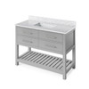 48" Grey Wavecrest Vanity, White Carrara Marble Vanity Top, Undermount Rectangle Bowl