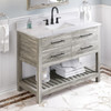 48" Weathered Grey Wavecrest Vanity, White Carrara Marble Vanity Top, Undermount Rectangle Bowl