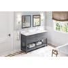 60" Grey Wavecrest Vanity, Double Bowl, Calacatta Vienna Quartz Vanity Top, Two Undermount Rectangle Bowls