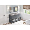 60" Grey Wavecrest Vanity, Double Bowl, Steel Grey Cultured Marble Vanity Top, Two Undermount Rectangle Bowls