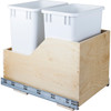 Double 35 Quart Wood Bottom-mount Soft-close Trashcan Rollout For Hinged Doors, Includes Two White Cans - CAN-WBMD35