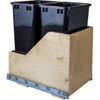 Double 50 Quart Wood Bottom-mount Soft-close Trashcan Rollout For Hinged Doors, Includes Two Cans