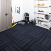 Needlepunch Carpet Tile Deep Slate Machine Made Polyester Area Rug - 24"x24" 15pc Bx Square - EBCT2 529