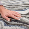 Knitted Bath Blue Fog Machine Made Micro Denier Polyester Area Rugs