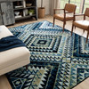 Latitudes Blue Machine Tufted Polyester Area Rugs - ZC024