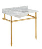 ANZZI Verona 34.5 In. Console Sink In Brushed Gold With Carrara White Counter Top - CS-FGC004-BG