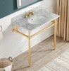 ANZZI Verona 34.5 In. Console Sink In Brushed Gold With Carrara White Counter Top - CS-FGC004-BG