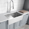 ANZZI Apollo Series Farmhouse Solid Surface 36 In. 0-hole Single Bowl Kitchen Sink With Stainless Steel Interior In Matte White - K-AZ271-A1