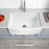 ANZZI Prisma Series Farmhouse Solid Surface 36 In. 0-hole Single Bowl Kitchen Sink With 1 Strainer In Matte White - K-AZ273-A1