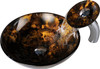 ANZZI Toa Series Deco-glass Vessel Sink In Kindled Amber With Matching Chrome Waterfall Faucet - LS-AZ8102