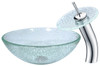 ANZZI Paeva Series Deco-glass Vessel Sink In Crystal Clear Chipasi With Matching Chrome Waterfall Faucet - LS-AZ8112