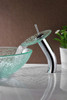 ANZZI Paeva Series Deco-glass Vessel Sink In Crystal Clear Chipasi With Matching Chrome Waterfall Faucet - LS-AZ8112