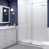 ANZZI Longboat Series 60 In. X 76 In. Semi-frameless Shower Door With Tsunami Guard In Brushed Nickel - SD-AZ055-01BN