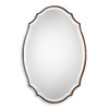 StudioLX Shaped Bevel Mirror Accented With A Rounded Edged Wood Frame, Antiqued Bronze And Gold Finish