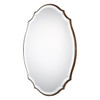 StudioLX Shaped Bevel Mirror Accented With A Rounded Edged Wood Frame, Antiqued Bronze And Gold Finish