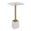 StudioLX Accent Furniture Brushed Brass Finish With White Marble Base