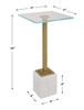 StudioLX Accent Furniture Brushed Brass Finish With White Marble Base