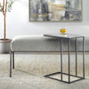 StudioLX Accent Furniture Black Metal Frame With White Morwad Honed Marble Top