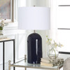 StudioLX Table Lamp Navy Blue Ceramic With Brushed Nickel Accents