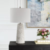 StudioLX Table Lamp Ceramic Table Lamp With A Heavily Distressed Off White Stone Finish