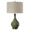 StudioLX Table Lamp Ceramic Base Finished In A Distressed Emerald Green Glaze