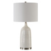 StudioLX Table Lamp Ceramic Base Finished In A Lightly Distressed Glossed White Glaze