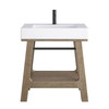 Auburn 31.5" Single Sink Console, Weathered Timber w/ Glossy White Mineral Composite Stone Top