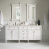 Brittany 72" Bright White Double Vanity W/ 3 Cm Victorian Silver Quartz Top