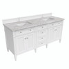 Brittany 72" Bright White Double Vanity W/ 3 Cm Victorian Silver Quartz Top