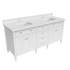 Brittany 72" Bright White Double Vanity W/ 3 Cm White Zeus Quartz Top