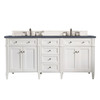 Brittany 72" Bright White Double Vanity W/ 3 Cm Charcoal Soapstone Quartz Top