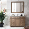 Bristol 48" Single Vanity, Whitewashed Walnut w/ Single Hole 3 CM White Zeus Silestone Top & Backsplash