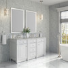 Bristol 60" Double Vanity, Bright White w/ 3 CM Victorian Silver Silestone Top