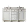 Bristol 60" Double Vanity, Bright White w/ 3 CM Victorian Silver Silestone Top w/FreePower Wireless Charger
