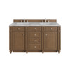 Bristol 60" Double Vanity, Saddle Brown w/ 3 CM Victorian Silver Silestone Top
