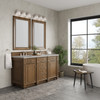 Bristol 60" Double Vanity, Saddle Brown w/ 3 CM Victorian Silver Silestone Top