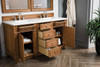 Bristol 60" Double Vanity, Saddle Brown w/ 3 CM White Zeus Silestone Top
