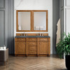 Bristol 60" Double Vanity, Saddle Brown w/ 3 CM Parisien Bleu Silestone Top w/FreePower Wireless Charger